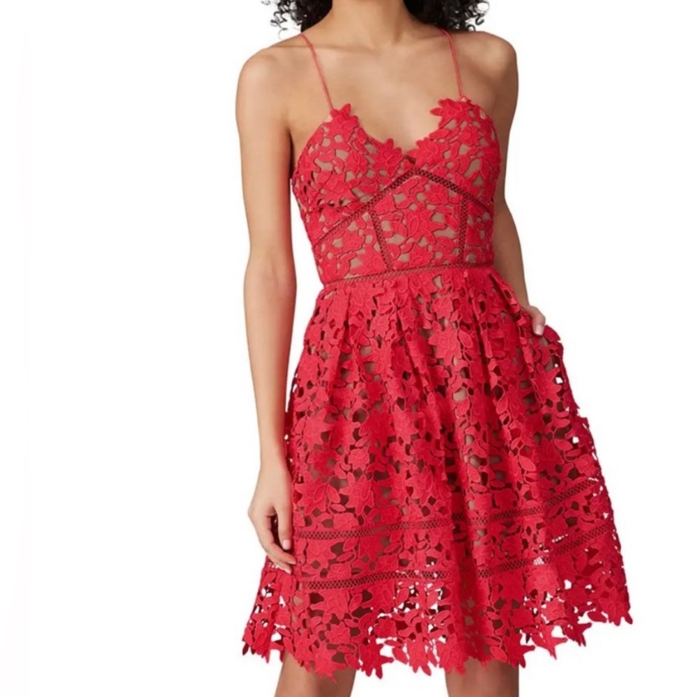 Self Portrait Azaelea Lace Mini dress | size 0 | hot pink | brand new